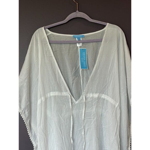 NWT Draper James Solid Batwing Caftan Swimsuit Cover-up White Size Small - Picture 4 of 7